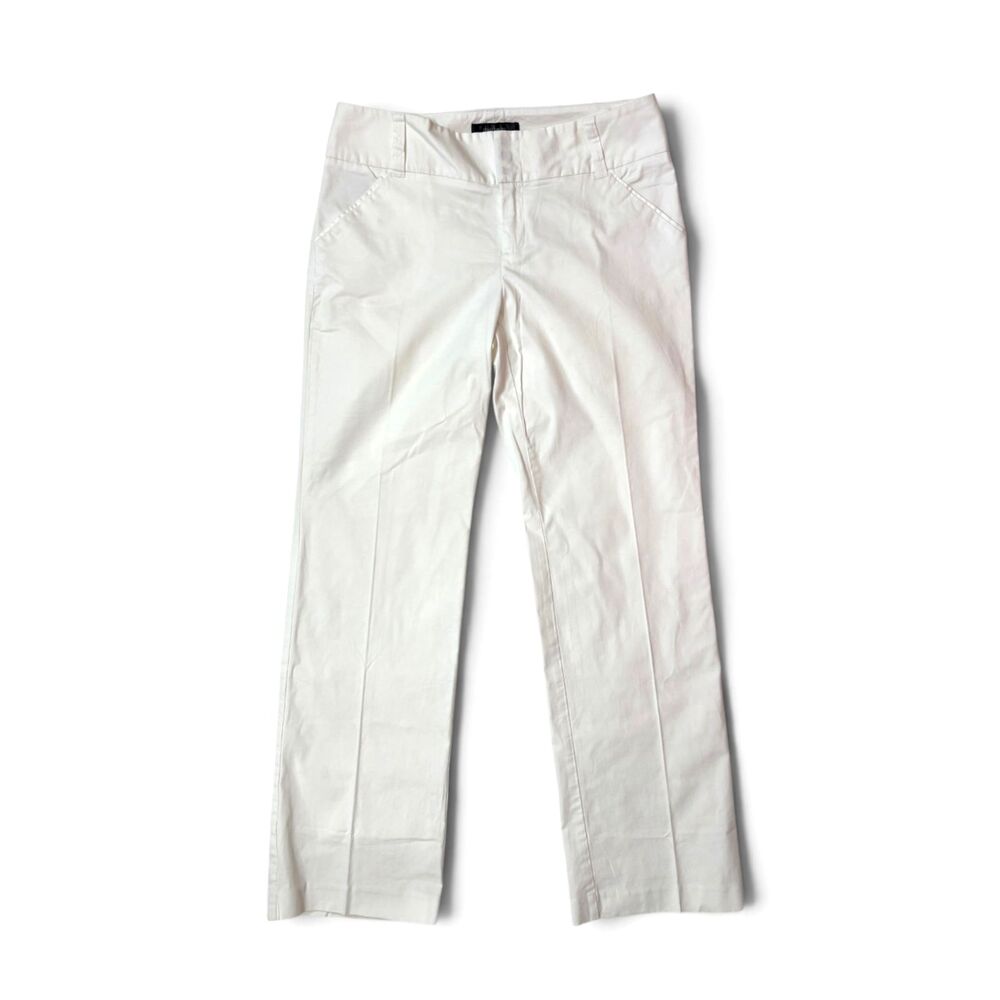 Daisy Fuentes Moods White Stretch Cotton Pants Women’s 10 Straight Dress Casual